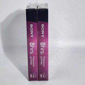 New Sony 8Hrs Premium VHS Tapes T-160 2-Pack Blank Premium Grade Video Recording